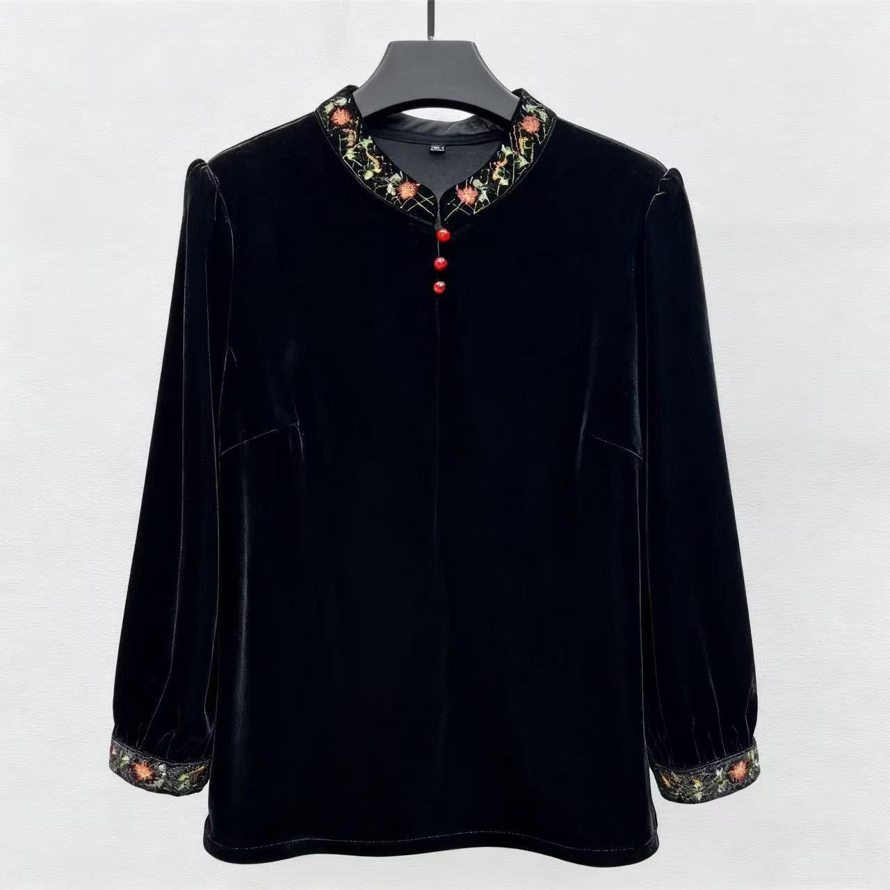 Retro Women s Velvet Blouse Embroidered Stand Collar Plus Size Blouse Spring Autumn Long Sleeve Pullover Top XL
Retro Women s Velvet Blouse Embroidered Stand Collar Plus Size Blouse Spring Autumn Long Sleeve Pullover Top XL