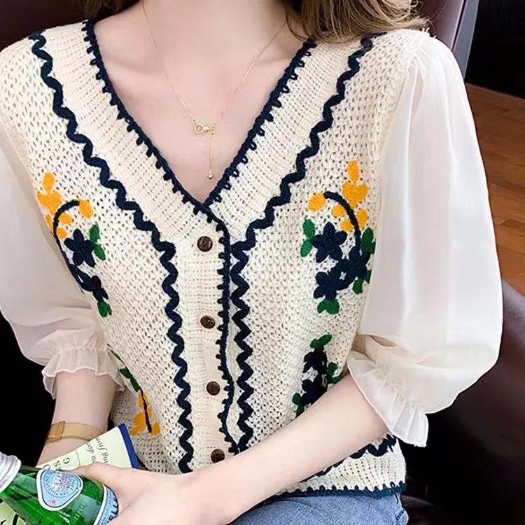 Блуза крючком с цветочной вышивкой и шифоновым рукавом на пуговицах, топ-кардиган спереди S синий
Блуза крючком с цветочной вышивкой и шифоновым рукавом на пуговицах, топ-кардиган спереди S синий