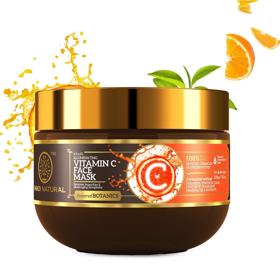 Khadi Natural Vitamin C Face Mask 200G Pack of 1 for Glowing, Bright Skin and Reducing Fine Lines Wrinkles
Khadi Natural Vitamin C Face Mask 200G Pack of 1 for Glowing, Bright Skin and Reducing Fine Lines Wrinkles