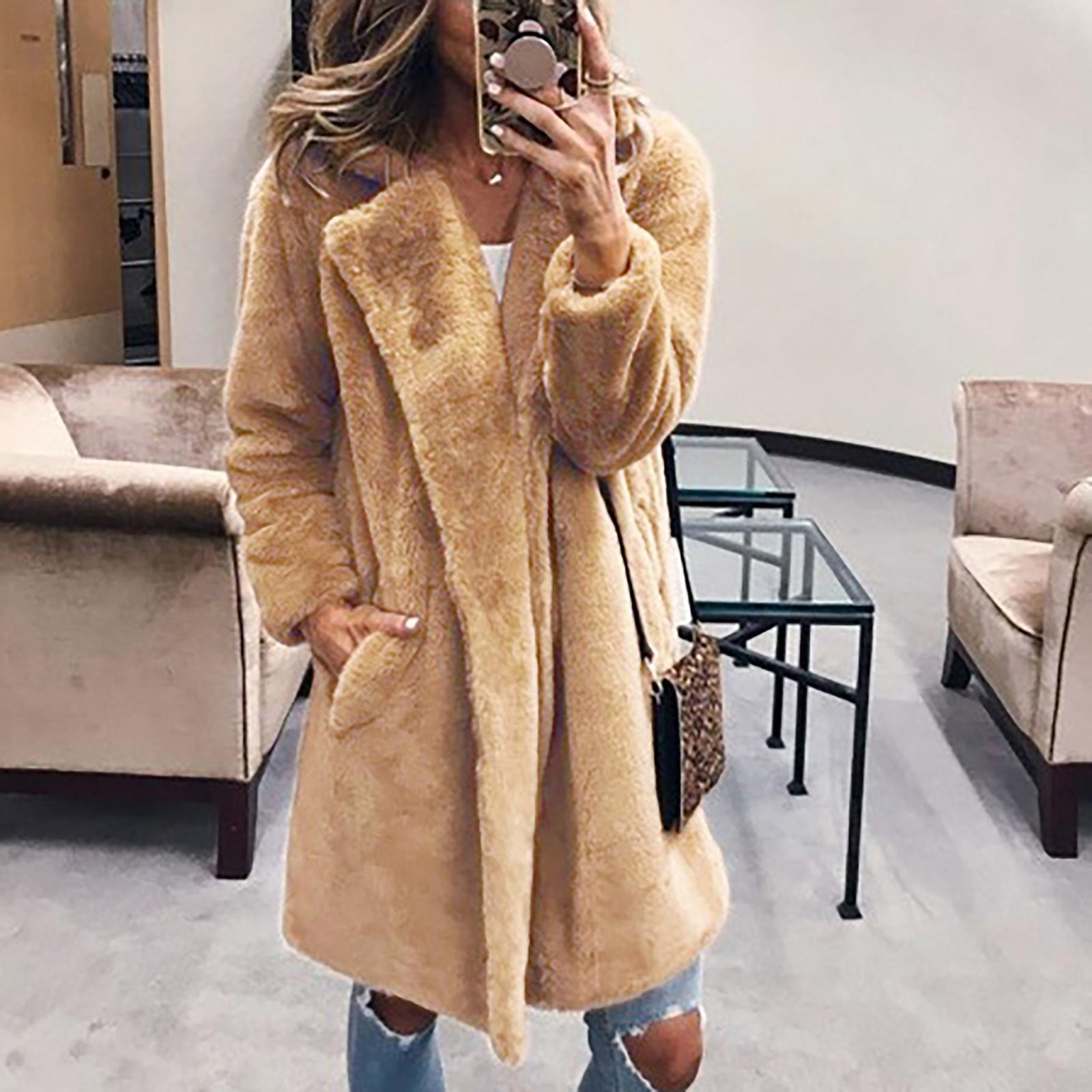 Женский женский теплый однотонный плюшевый костюм с длинными рукавами и карманами средней длины, пальто с воротником M хаки
Женский женский теплый однотонный плюшевый костюм с длинными рукавами и карманами средней длины, пальто с воротником M хаки