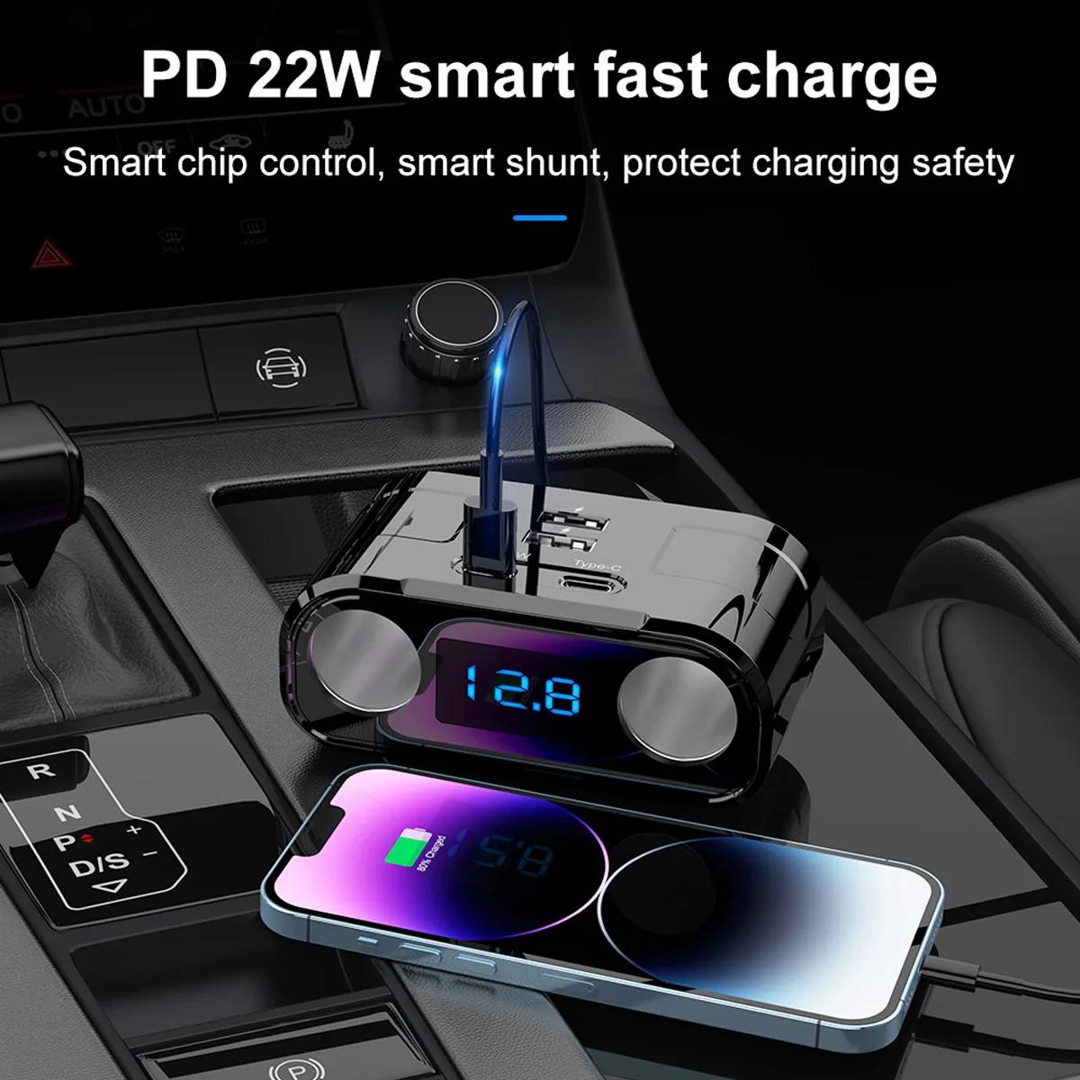 NEW 60W Power Adapter Car Charger 2 Sockets 2 USB 2Type C Charging Port PD 22W Fast Charging Voltage Detection Phone Charger
NEW 60W Power Adapter Car Charger 2 Sockets 2 USB 2Type C Charging Port PD 22W Fast Charging Voltage Detection Phone Charger