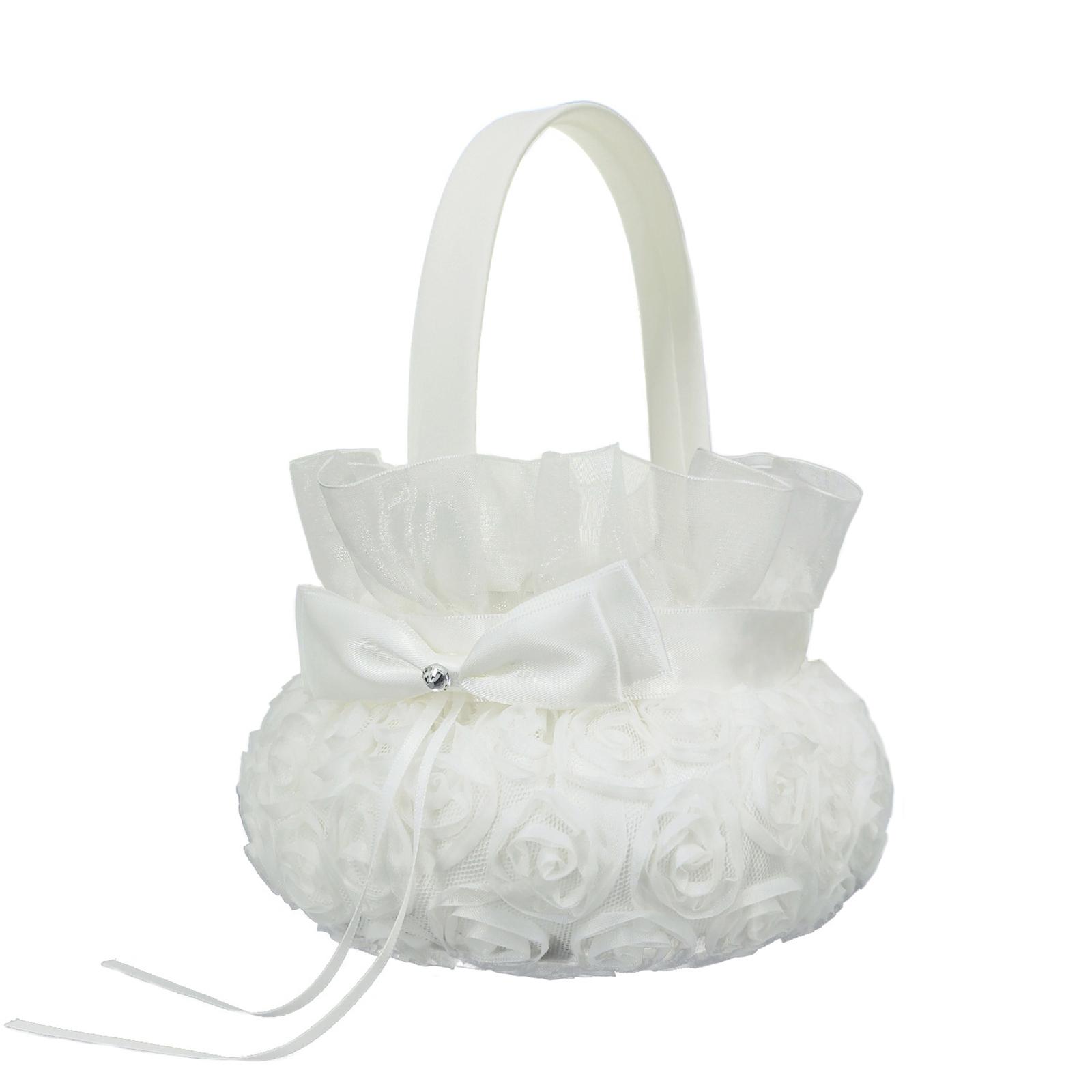 Flower Girl Basket Rose Flower Wedding Basket With Romantic Rhinestone And Stain Bows Decoration Delicate Lace Bride Basket For Wedding Party White
Flower Girl Basket Rose Flower Wedding Basket With Romantic Rhinestone And Stain Bows Decoration Delicate Lace Bride Basket For Wedding Party White