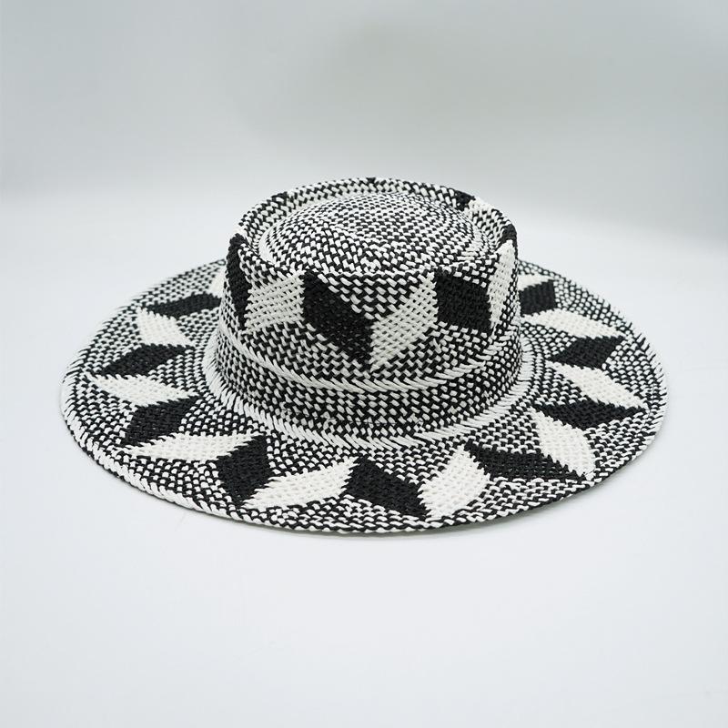 European, American Black And White Woven Panama Flat Top Top Hat For Men And Women Summer Shading Sun Protection Holiday Japanese Straw Hat Korean M(56-58cm)
European, American Black And White Woven Panama Flat Top Top Hat For Men And Women Summer Shading Sun Protection Holiday Japanese Straw Hat Korean M(56-58cm)