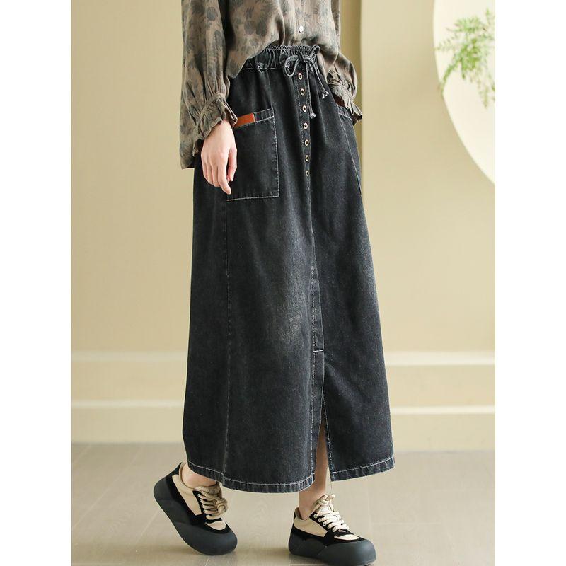 Daile Original Spring New Arrival Retro Cotton Washed Denim Skirt Women s Artsy Split Distressed A- line Dress Black M(Within 115)
Daile Original Spring New Arrival Retro Cotton Washed Denim Skirt Women s Artsy Split Distressed A- line Dress Black M(Within 115)