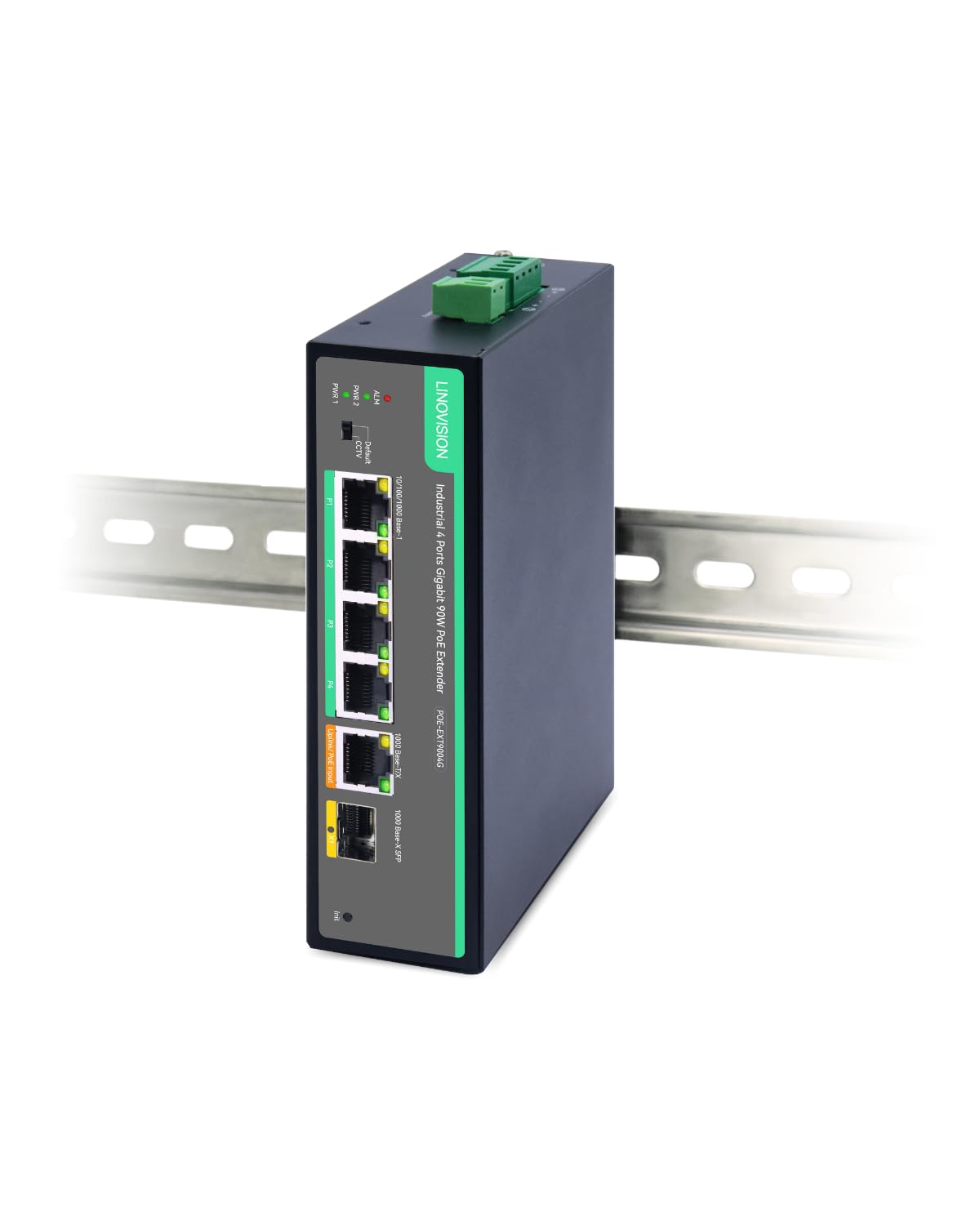 LINOVISION Industrial Gigabit BT90W PoE Switch and PoE Optional DC Power SFP DIN Rail PoE Powered Switch Support 820 Feet Long Range PoE 4-Port
LINOVISION Industrial Gigabit BT90W PoE Switch and PoE Optional DC Power SFP DIN Rail PoE Powered Switch Support 820 Feet Long Range PoE 4-Port
