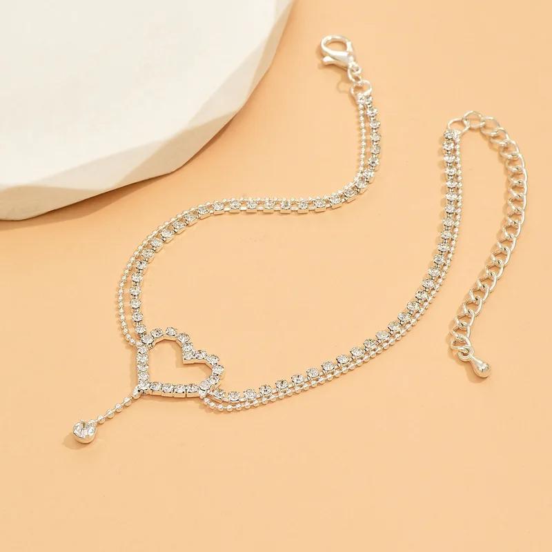 New Fashion Shiny Bling Heart Drop Tassel Charm Double Layer Anklet Women Beach Foot Chain Vacation Jewelry Summer Accessories
New Fashion Shiny Bling Heart Drop Tassel Charm Double Layer Anklet Women Beach Foot Chain Vacation Jewelry Summer Accessories