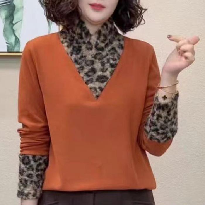 New Fashion Leopard Print Half High Neck Long Sleeve Slimming Mother s Warm Patchwork Base Layer Shirt 4XL помаранчевий
New Fashion Leopard Print Half High Neck Long Sleeve Slimming Mother s Warm Patchwork Base Layer Shirt 4XL помаранчевий