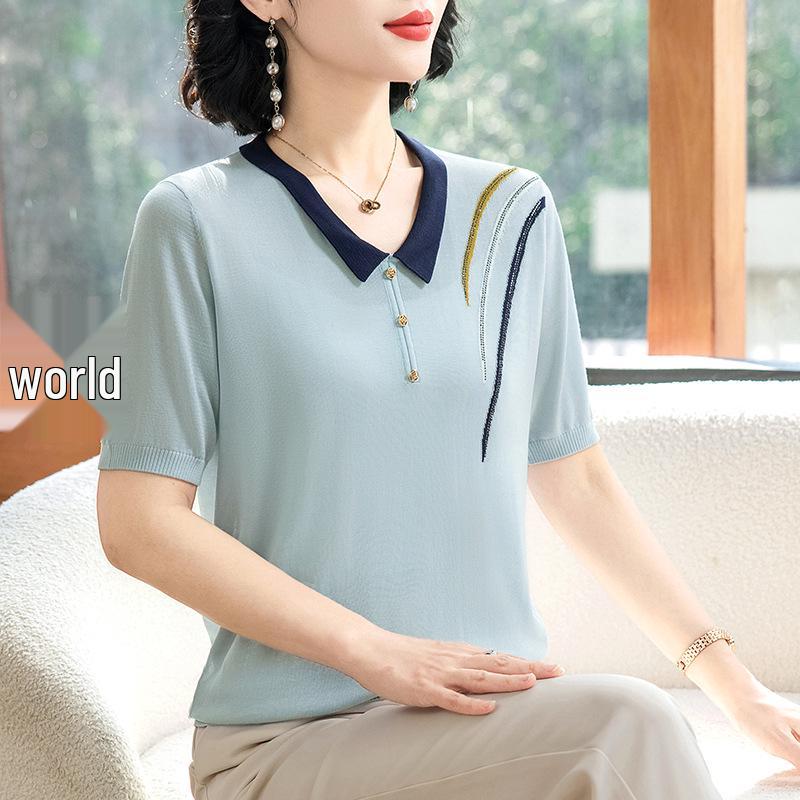 Elegant Ice Silk Short-Sleeve Blouse - Age-Reducing Style for Middle-Aged Women 5XL (Recommended for 150-165 jin) синій
Elegant Ice Silk Short-Sleeve Blouse - Age-Reducing Style for Middle-Aged Women 5XL (Recommended for 150-165 jin) синій