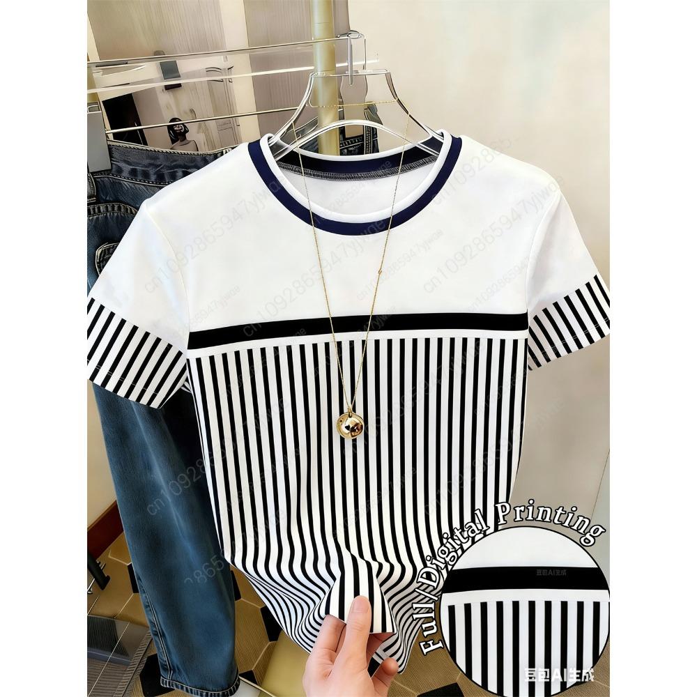 Ladies Casual Striped Printed Short Sleeved Fashionable Simple Italian Graphic T-Shirt Vacation Tee Summer Women S T-Shirt XXS
Ladies Casual Striped Printed Short Sleeved Fashionable Simple Italian Graphic T-Shirt Vacation Tee Summer Women S T-Shirt XXS