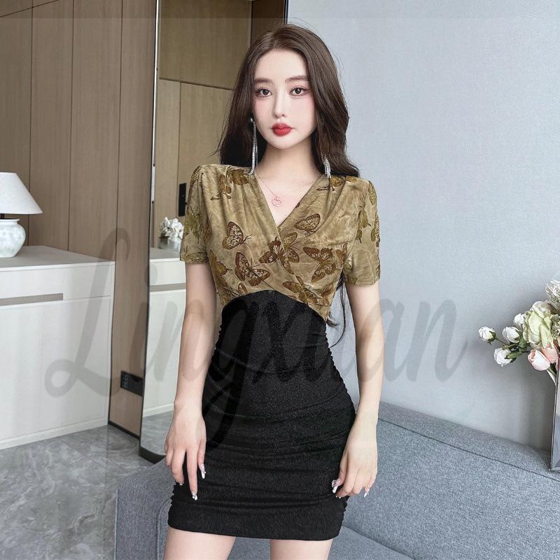 Color-Block V-Neck Slimming Ice Silk Dress Small жовтий
Color-Block V-Neck Slimming Ice Silk Dress Small жовтий