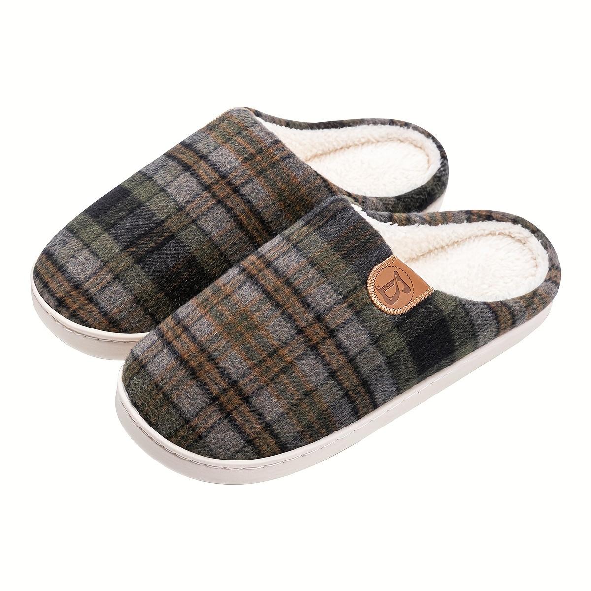 1 пара унисекс клетчатых тапочек, повседневные комнатные тапочки с круглым носком, мягкая тканевая подкладка и подошва, всесезонная комфортная обувь для дома и офиса 40-41