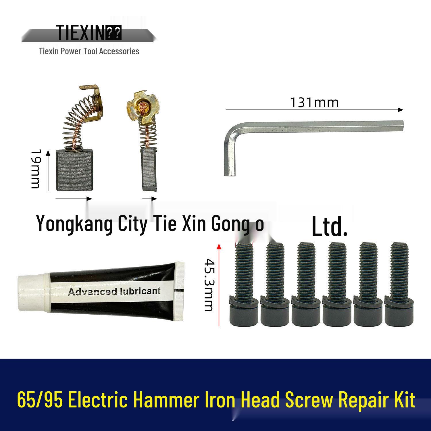 Electric Hammer Repair Kit: Includes 65/85 Iron Head, Screw Cylinder, Oil, Carbon Brush & Wrench for 95 Hammer Replacement (Model 07797)
Electric Hammer Repair Kit: Includes 65/85 Iron Head, Screw Cylinder, Oil, Carbon Brush & Wrench for 95 Hammer Replacement (Model 07797)