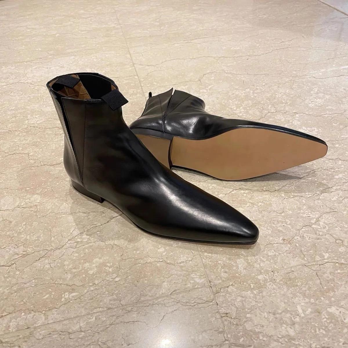 Fashion Retro Short Boots Women s Autumn/Winter Genuine Leather Pointed Chelsea Boots Womens Flat Bare shoes for Women Thin shoes Women 35 чёрный
Fashion Retro Short Boots Women s Autumn/Winter Genuine Leather Pointed Chelsea Boots Womens Flat Bare shoes for Women Thin shoes Women 35 чёрный