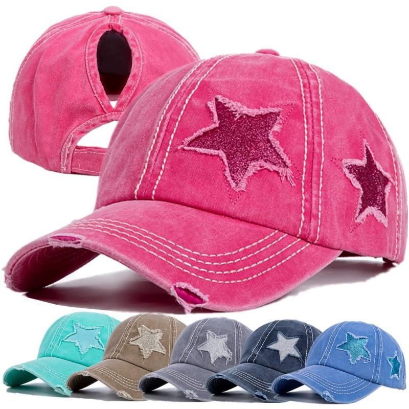 Women Ponytail Baseball Cap Washed Cotton Sun Hat Female Pentagram Sequins Hip Hop Snapback Hats Adjustable Sport Golf Hat Gorra 54-61CM
Women Ponytail Baseball Cap Washed Cotton Sun Hat Female Pentagram Sequins Hip Hop Snapback Hats Adjustable Sport Golf Hat Gorra 54-61CM