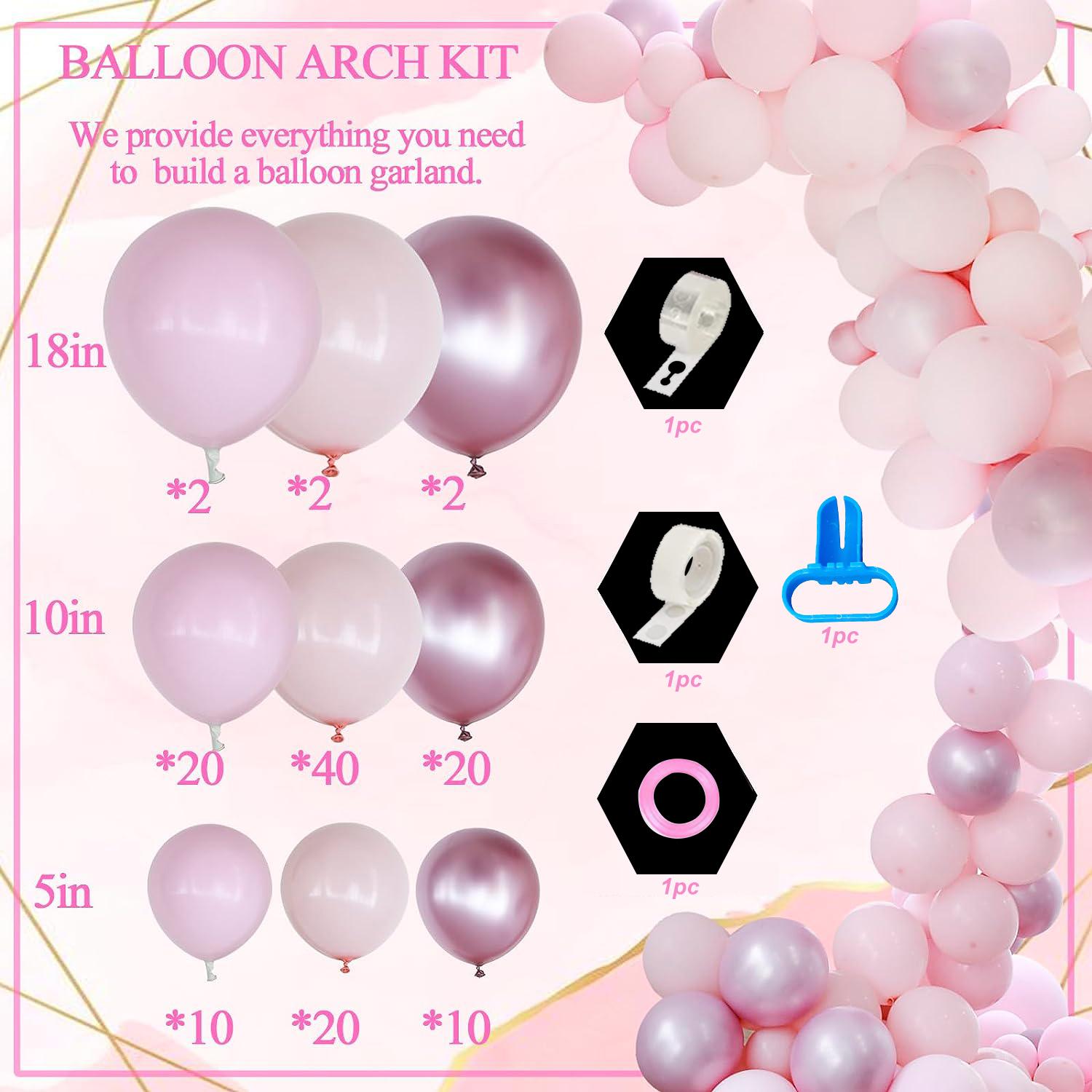 126 pieces of purple and pink latex balloon set, suitable for birthday, graduation ceremony, wedding, party decoration Other рожевий
126 pieces of purple and pink latex balloon set, suitable for birthday, graduation ceremony, wedding, party decoration Other рожевий
