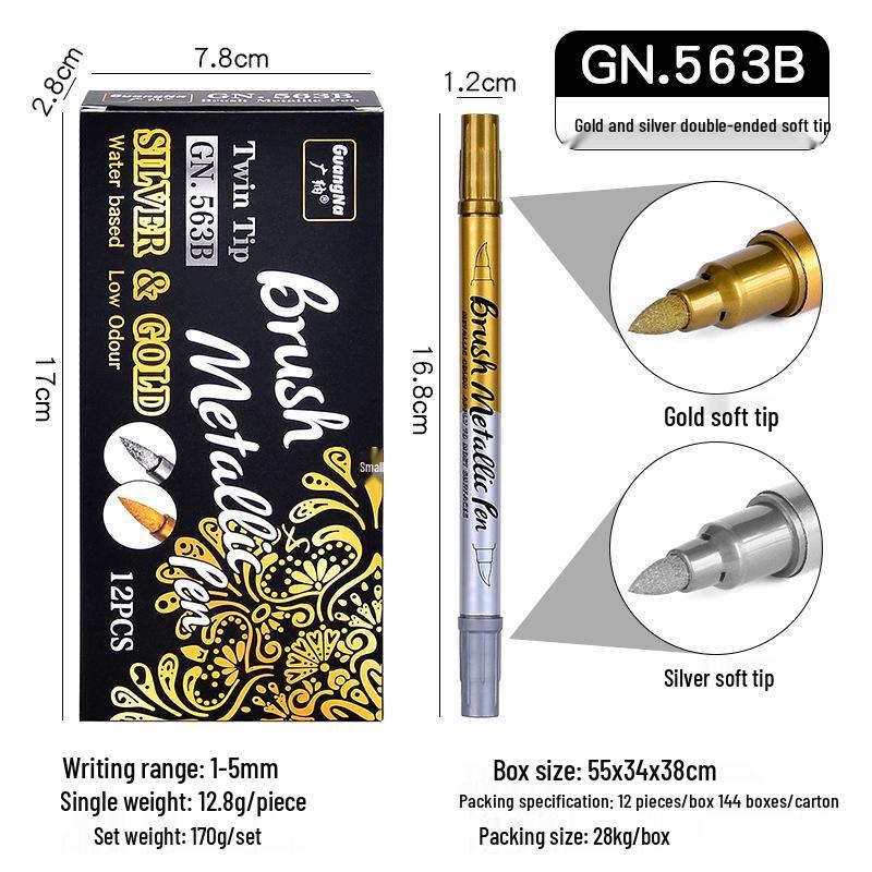 Dual-Tip Gold & Silver Metallic Markers: Waterproof, Two-Color Pens for Black Card Drawing, Signing, and Graffiti.
Dual-Tip Gold & Silver Metallic Markers: Waterproof, Two-Color Pens for Black Card Drawing, Signing, and Graffiti.