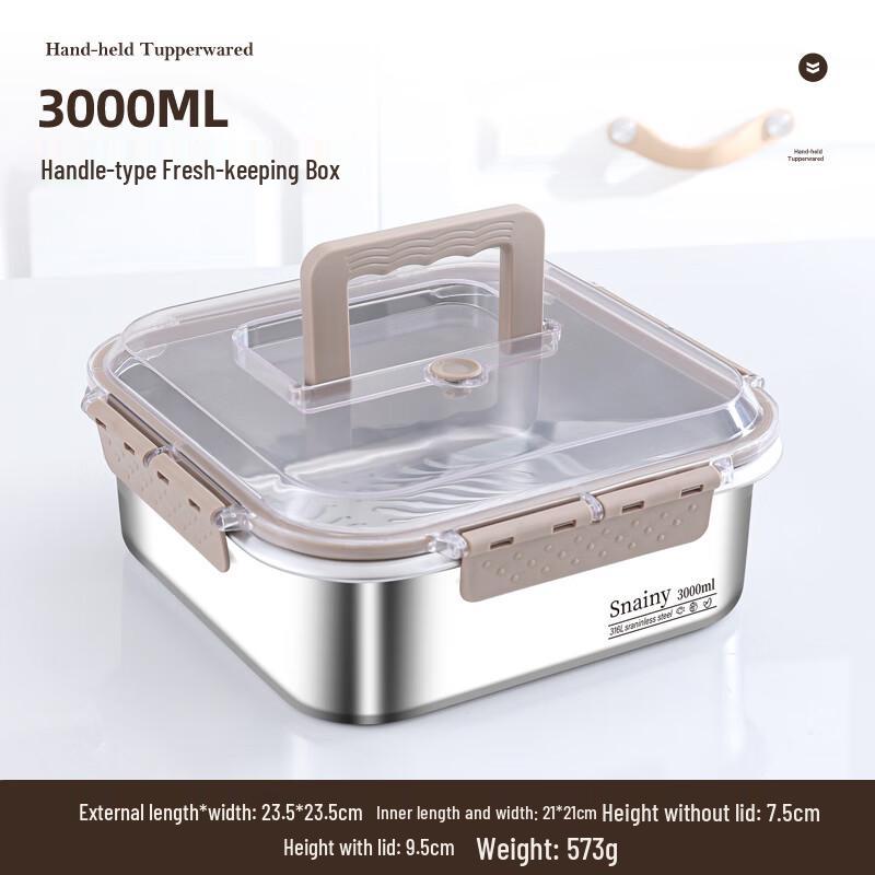 316 Stainless Steel Food Storage Container with Handle
316 Stainless Steel Food Storage Container with Handle