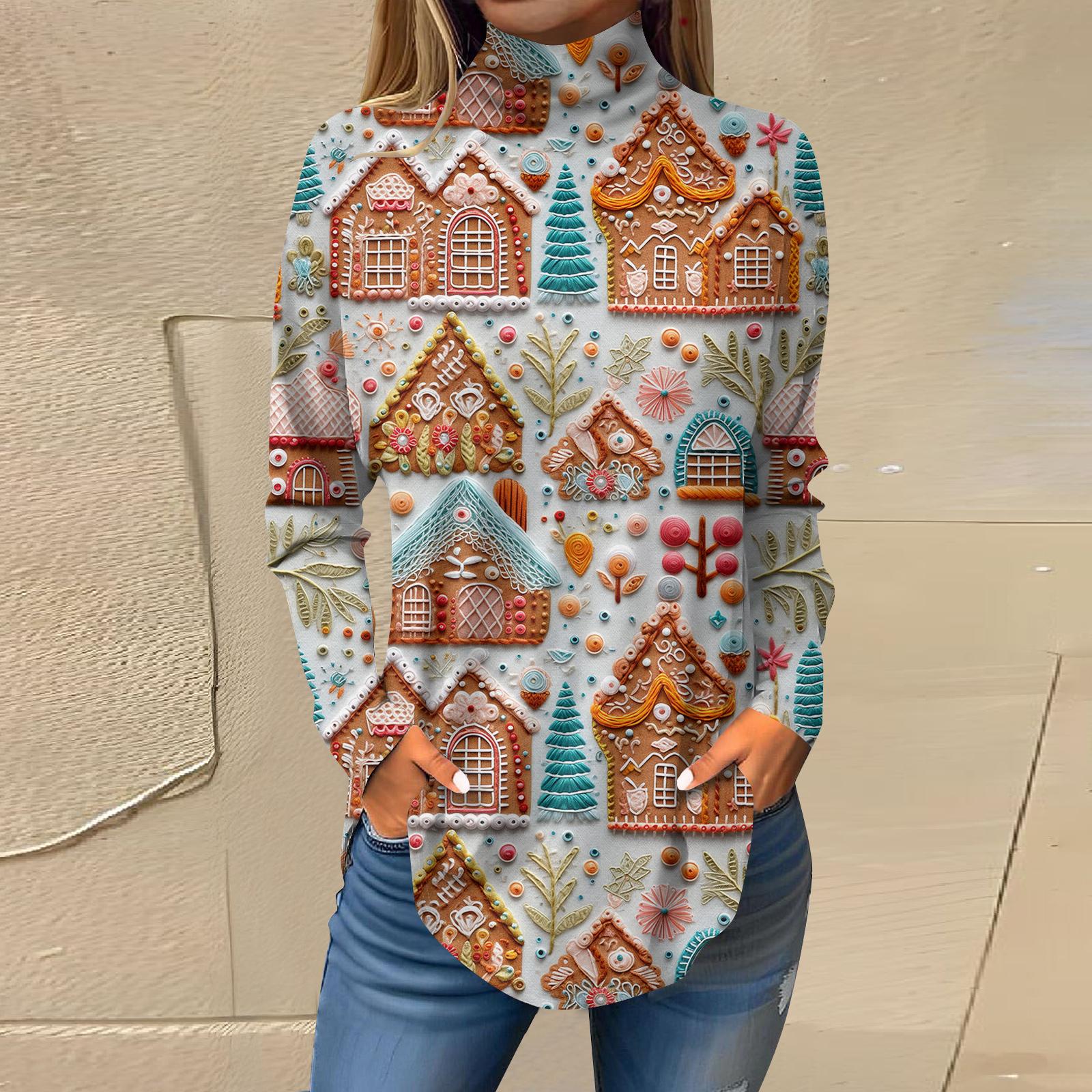 Жіночі осінні повсякденні сорочки з довгими рукавами Світшоти Вінтажний пуловер з високим горлом і принтом XL
Жіночі осінні повсякденні сорочки з довгими рукавами Світшоти Вінтажний пуловер з високим горлом і принтом XL