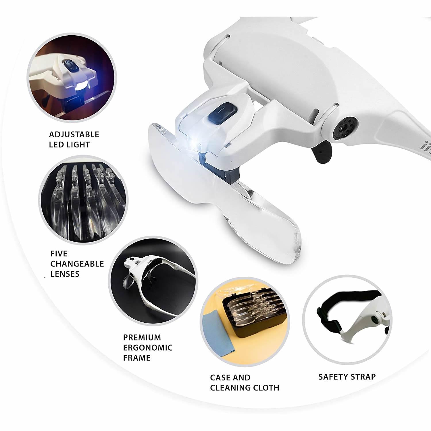 1 комплект увеличительного стекла с оголовьем без помощи рук со светодиодной подсветкой с 5 линзами 1X-3,5X
1 комплект увеличительного стекла с оголовьем без помощи рук со светодиодной подсветкой с 5 линзами 1X-3,5X