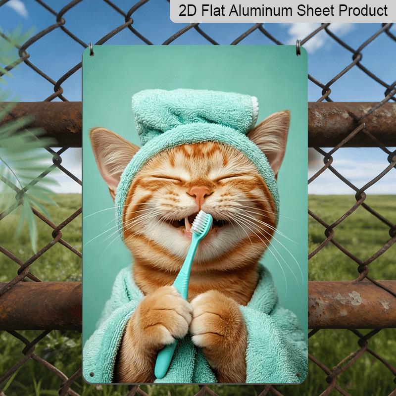 2D Flat Orange Tabby Cat Brushing Teeth Metal Sign - Funny Bathroom Wall Decor Durable Aluminum Material Bathroom & Powder Room Wall, Kids Bathroom style1
2D Flat Orange Tabby Cat Brushing Teeth Metal Sign - Funny Bathroom Wall Decor Durable Aluminum Material Bathroom & Powder Room Wall, Kids Bathroom style1