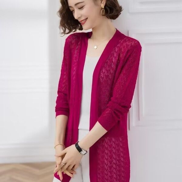 Летняя женская вязаная куртка, однотонный вырез, открытый спереди, вязаный кардиган, тонкая шаль от солнца L розы красного
Летняя женская вязаная куртка, однотонный вырез, открытый спереди, вязаный кардиган, тонкая шаль от солнца L розы красного