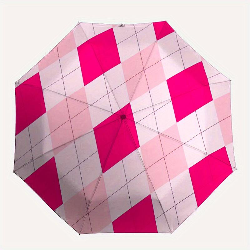 1pc Pink Argyle Pattern Automatic Folding Umbrella - 8-Rib Iron Frame, Windproof, Portable Sunshade with Plastic Handle for Travel & Outdoor
1pc Pink Argyle Pattern Automatic Folding Umbrella - 8-Rib Iron Frame, Windproof, Portable Sunshade with Plastic Handle for Travel & Outdoor