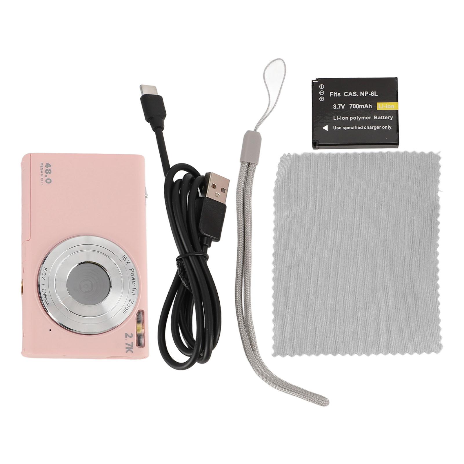 Цифрова камера 2.7K 48MP Портативна вінтажна камера для відеоблогів з автофокусом та 2.8-дюймовим IPS-екраном рожевий 
Цифрова камера 2.7K 48MP Портативна вінтажна камера для відеоблогів з автофокусом та 2.8-дюймовим IPS-екраном рожевий