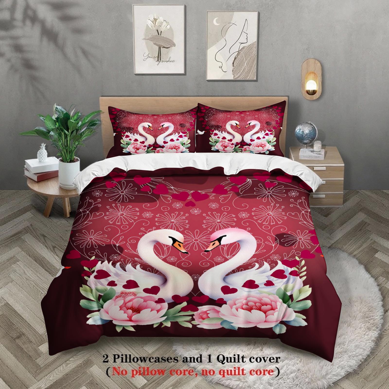 3pcs Swan Couple Bedding Sets 3D Printed Red Flora King Full Size For Couples Gifts Duvet Cover With 2 Pillowcases For Bedroom US King(264x229cm)
3pcs Swan Couple Bedding Sets 3D Printed Red Flora King Full Size For Couples Gifts Duvet Cover With 2 Pillowcases For Bedroom US King(264x229cm)