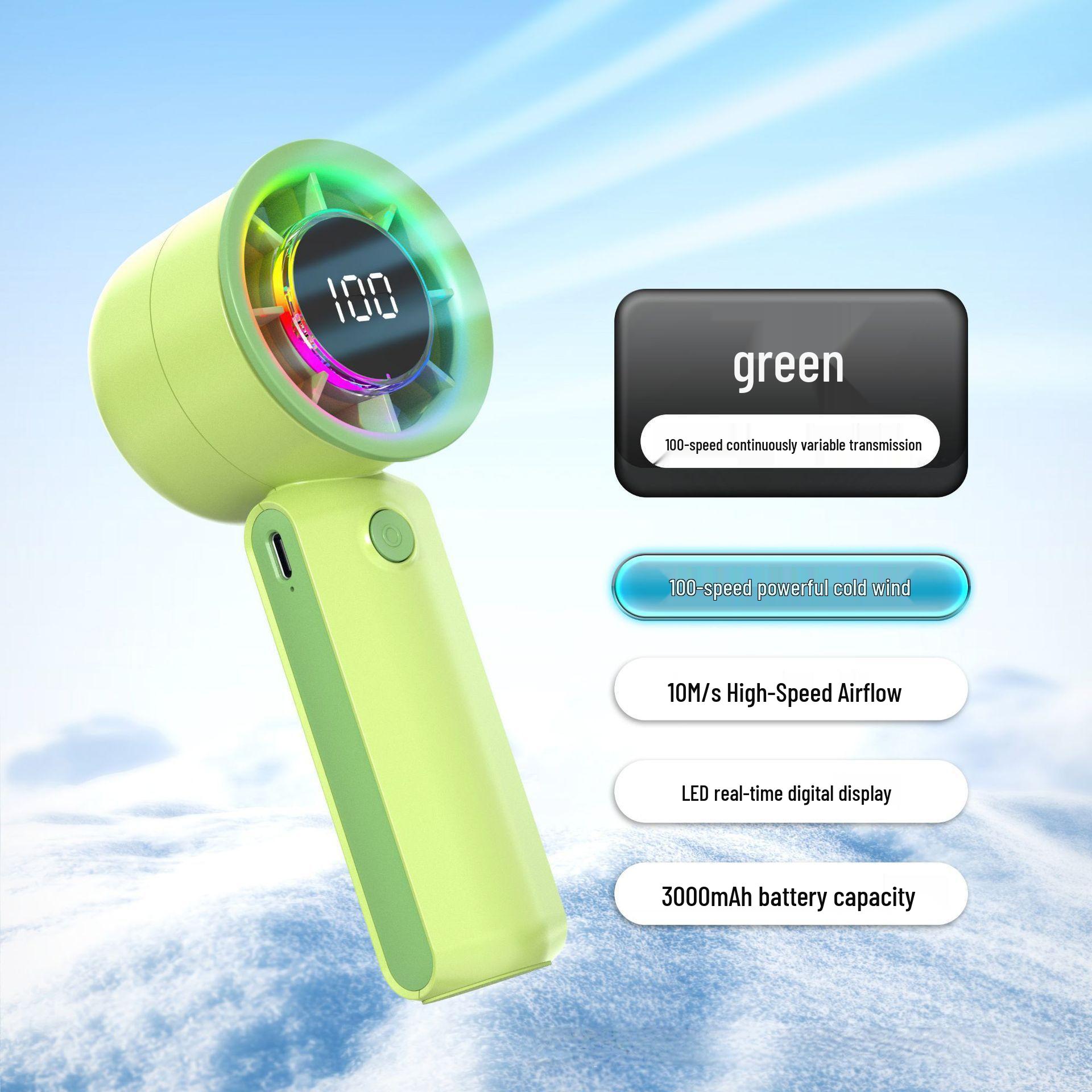HM-106 Handheld Mini Fan: Digital Display, Turbocharged, Ultra-Long Battery Life, Ambient Light 158*63*52 зелёный
HM-106 Handheld Mini Fan: Digital Display, Turbocharged, Ultra-Long Battery Life, Ambient Light 158*63*52 зелёный