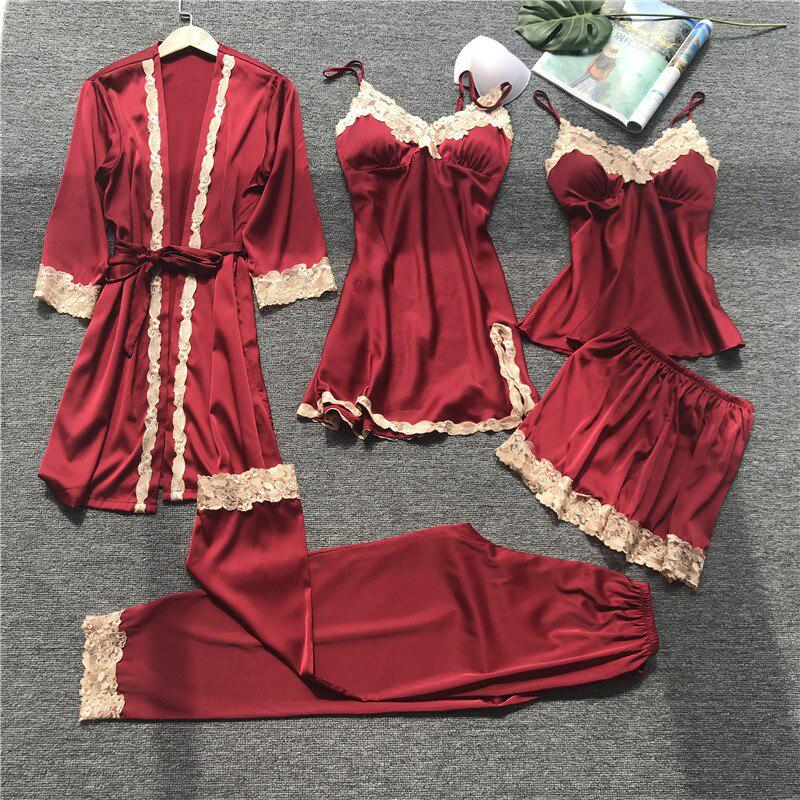 Летний новый тонкий срез, 5 шт., Женский пижамный комплект, кружевной сексуальный с нагрудной подушечкой, одежда для сна на бретельках M вино красного
Летний новый тонкий срез, 5 шт., Женский пижамный комплект, кружевной сексуальный с нагрудной подушечкой, одежда для сна на бретельках M вино красного