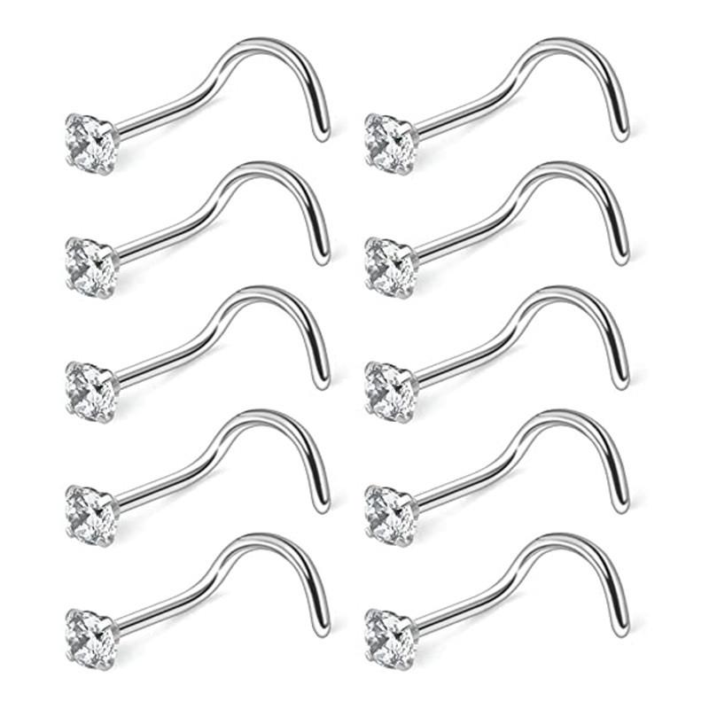 10 Pcs/Lot 1.2/2/2.5/3MM CZ Zircon Nose Studs Stainless Steel Screw I L Shaped Bone for Woman Man Body Piercing Jewelry 20G 2mm CZ
10 Pcs/Lot 1.2/2/2.5/3MM CZ Zircon Nose Studs Stainless Steel Screw I L Shaped Bone for Woman Man Body Piercing Jewelry 20G 2mm CZ