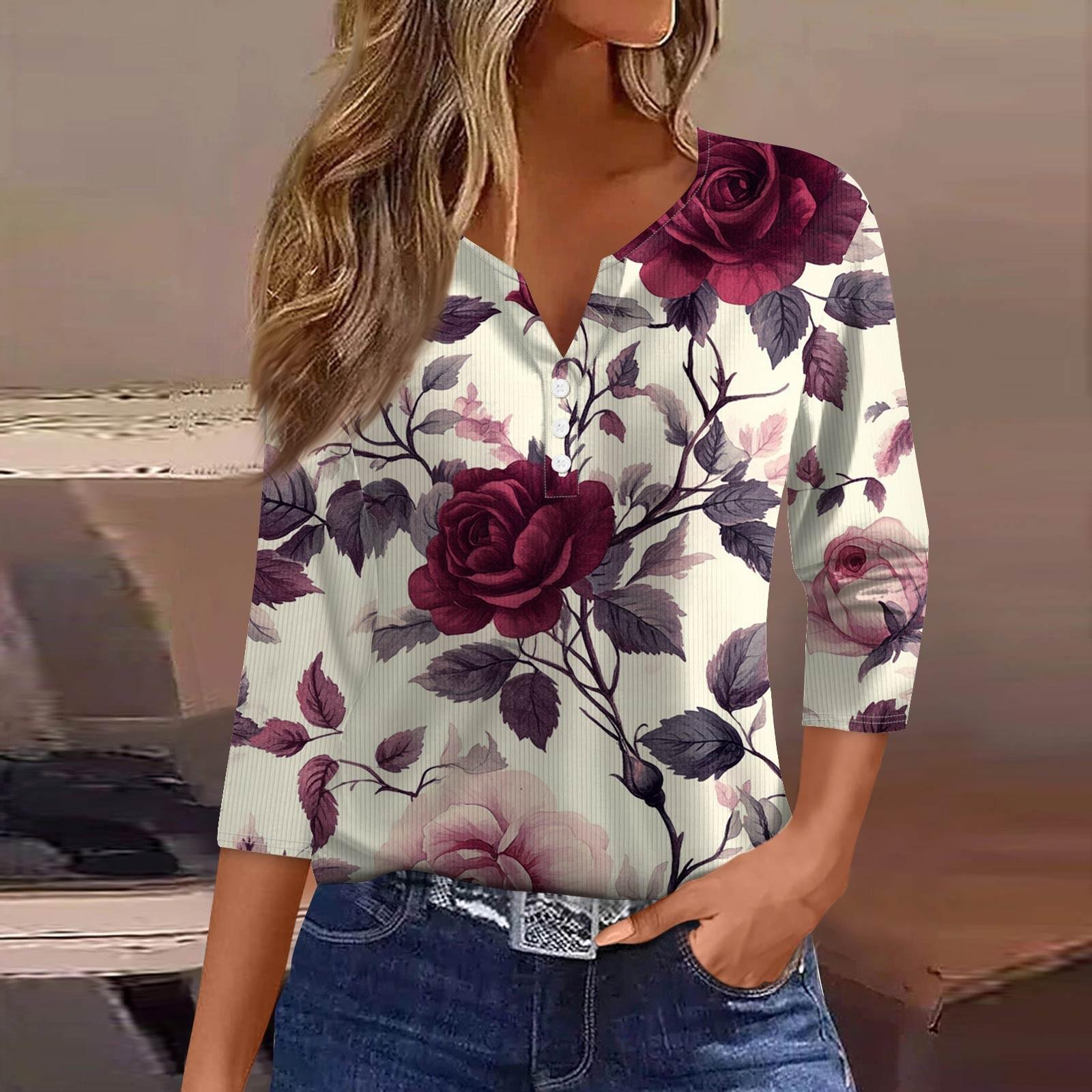 Women s T Shirt Tee Print Button 3/4 Sleeve Tunic Daily Weekend Fashion Basic V- Neck Regular Top XXL винний
Women s T Shirt Tee Print Button 3/4 Sleeve Tunic Daily Weekend Fashion Basic V- Neck Regular Top XXL винний