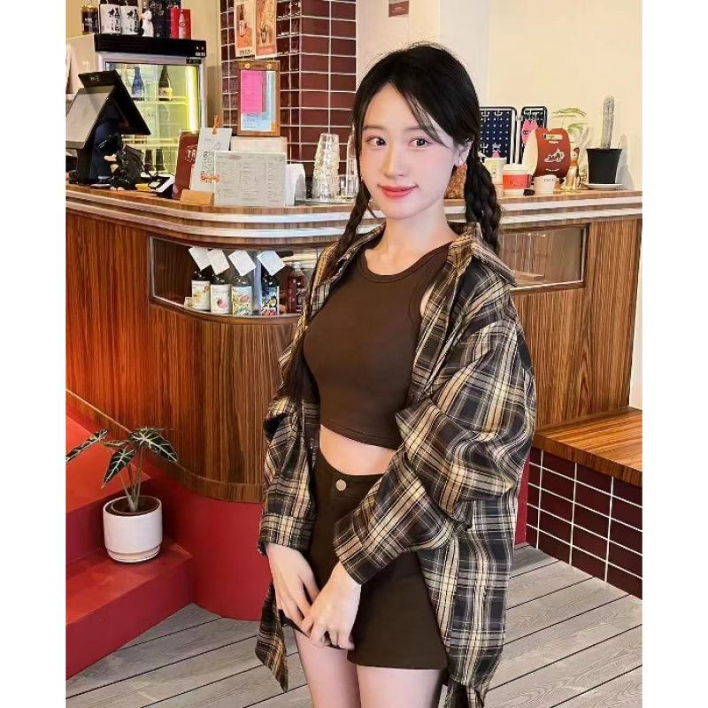 Korean Retro Plaid Long Sleeve Shirt Jacket - Women s Spring/Autumn Loose Lapel Design L кофейный
Korean Retro Plaid Long Sleeve Shirt Jacket - Women s Spring/Autumn Loose Lapel Design L кофейный