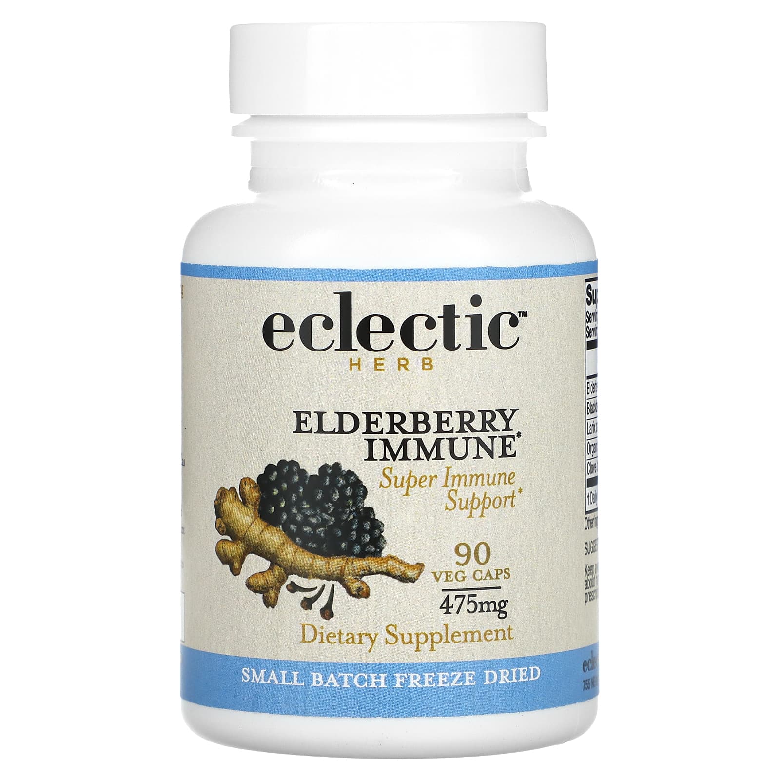 Eclectic Herb, freeze-dried, elderberry Immune, 475 mg, 90 veggie capsules (237 mg per capsule)
Eclectic Herb, freeze-dried, elderberry Immune, 475 mg, 90 veggie capsules (237 mg per capsule)