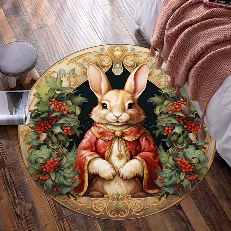 Round Crystal Velvet Rug Rabbit Royal Costume Holly Berries Frame Floor Mat Home Decor Living Room Bedroom Carpet Elegant Design 60cm
Round Crystal Velvet Rug Rabbit Royal Costume Holly Berries Frame Floor Mat Home Decor Living Room Bedroom Carpet Elegant Design 60cm
