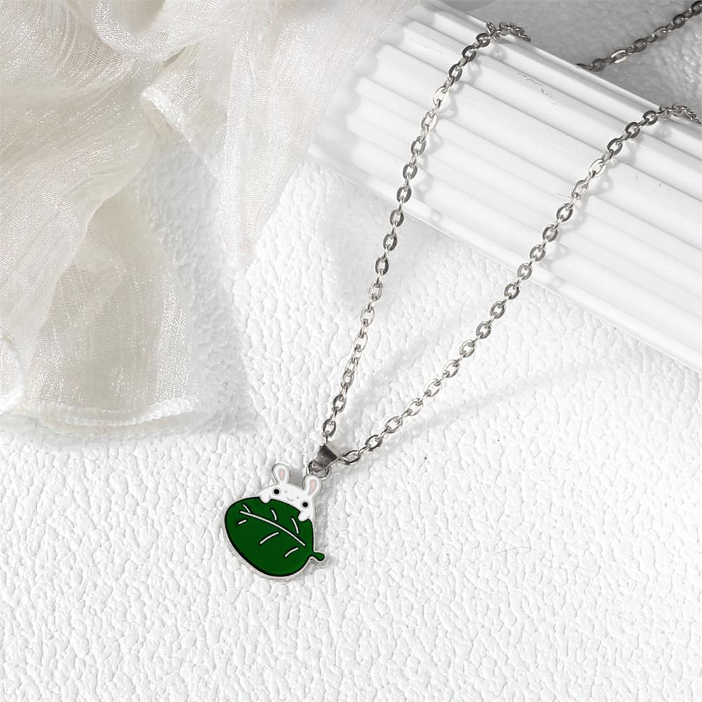 Cute Rabbit Green Leaf Pendant Necklaces Cartoon Animal Plant Pendant Alloy Chain Lobster Clasp Fashion Jewelry Gift for Friends
Cute Rabbit Green Leaf Pendant Necklaces Cartoon Animal Plant Pendant Alloy Chain Lobster Clasp Fashion Jewelry Gift for Friends