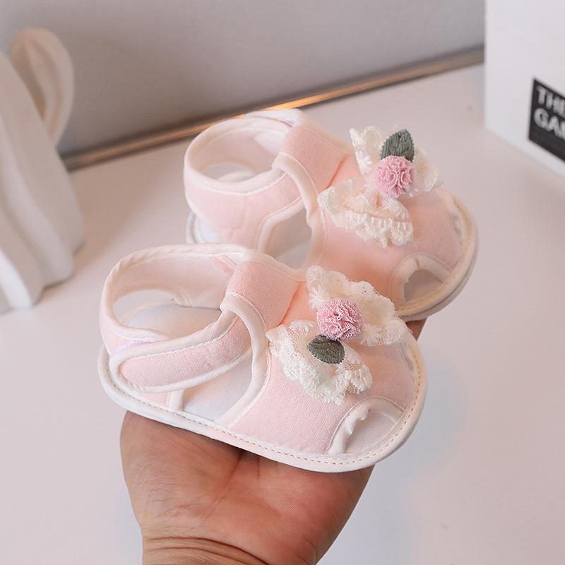 Детские сандалии с героями мультфильмов: Дышащие хлопково-льняные туфли для первых шагов для мальчиков и девочек, мягкая подошва против скольжения, 3-18 месяцев 11cm for 0-4 months