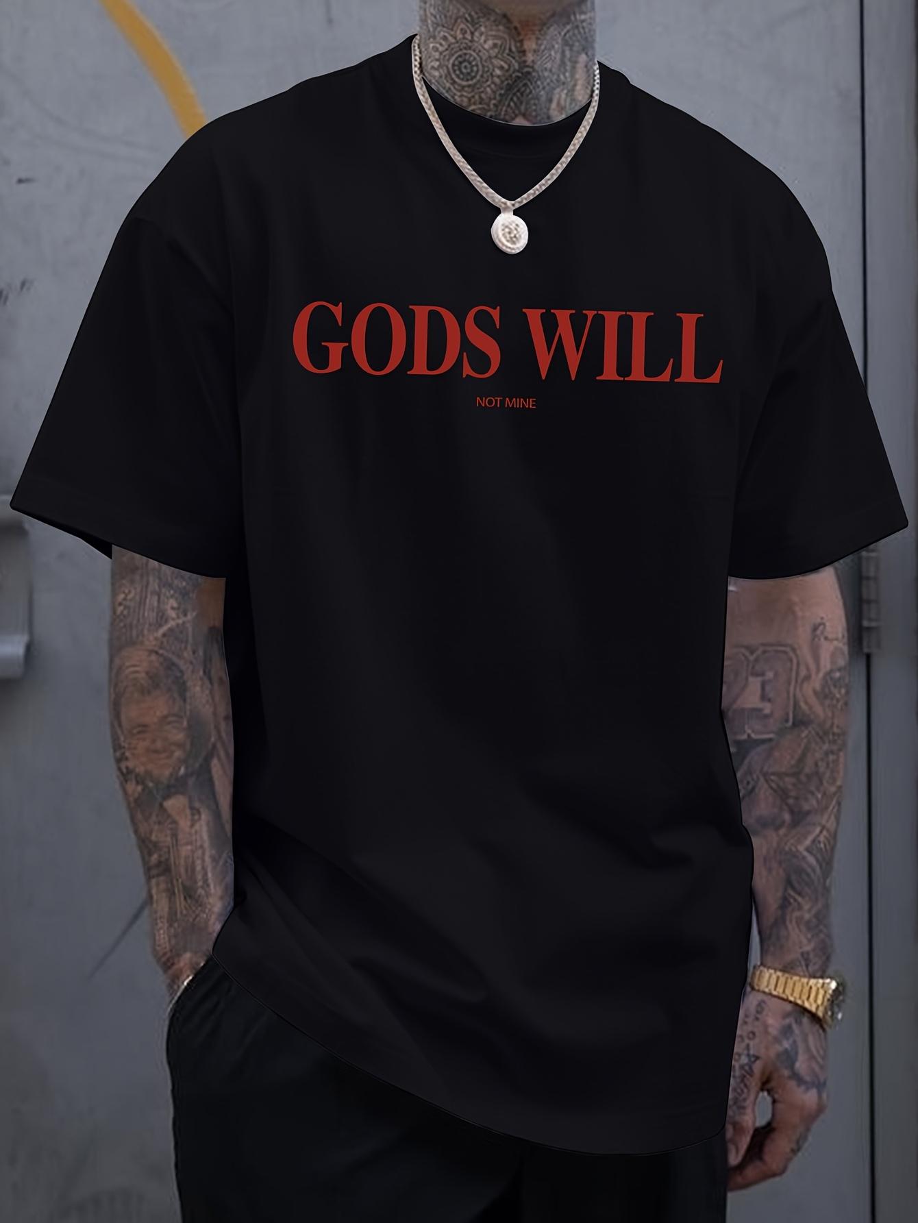 Mens bold GODS WILL red letter print Tshirt dark background casual street style short sleeves summer daily essential shirt 4XL
Mens bold GODS WILL red letter print Tshirt dark background casual street style short sleeves summer daily essential shirt 4XL