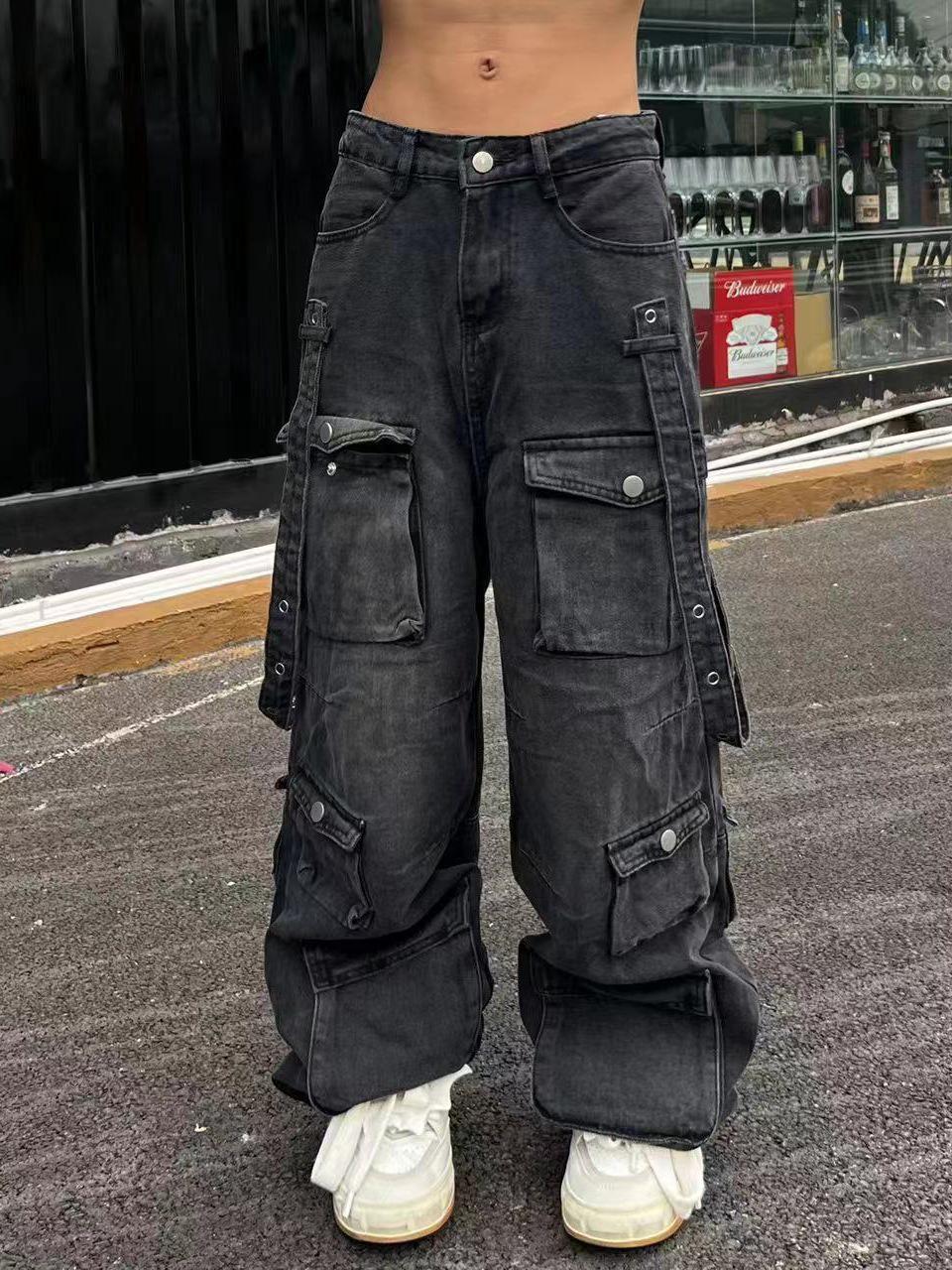 Unisex Trendy Hip-Hop Multi-Pocket Ribbon Jeans L чёрный
Unisex Trendy Hip-Hop Multi-Pocket Ribbon Jeans L чёрный