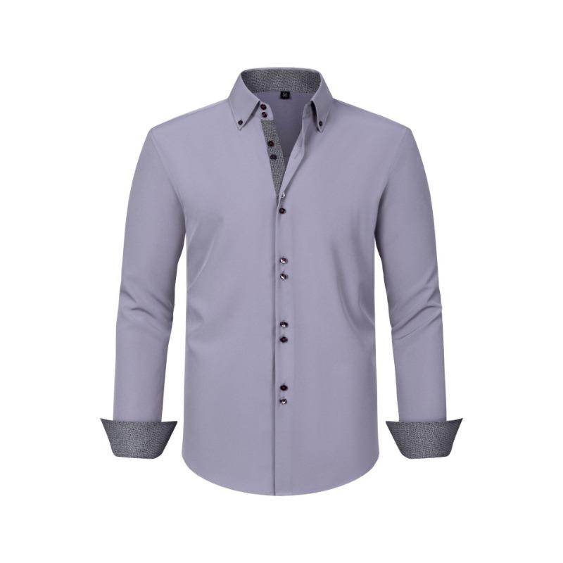 Men Contrast Lining Long Sleeve Button Down Dress Shirt S серый
Men Contrast Lining Long Sleeve Button Down Dress Shirt S серый