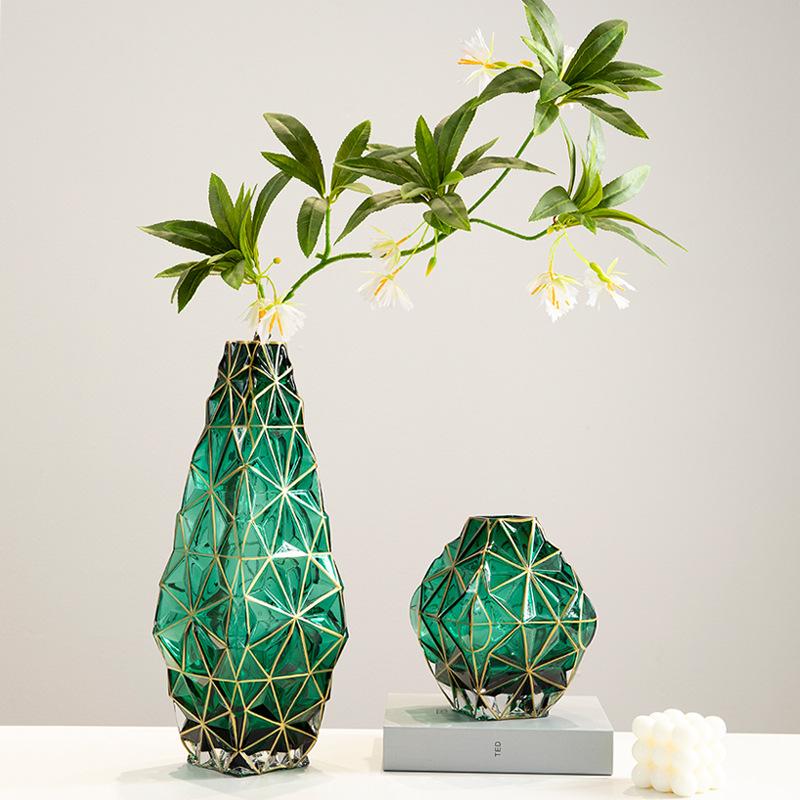 Geometric Glass Vase Triangle Cutting Gilded Border Flower Arrangement Device Art Decoration Ornaments Home Decoration
Geometric Glass Vase Triangle Cutting Gilded Border Flower Arrangement Device Art Decoration Ornaments Home Decoration