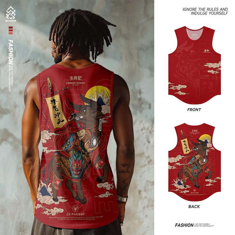 Summer Round Neck 3D Chinese Style Zodiac Ugly Ox Pattern Printed Top Fashionable Casual Sleeveless Vest Men s T-shirts 6XL
Summer Round Neck 3D Chinese Style Zodiac Ugly Ox Pattern Printed Top Fashionable Casual Sleeveless Vest Men s T-shirts 6XL