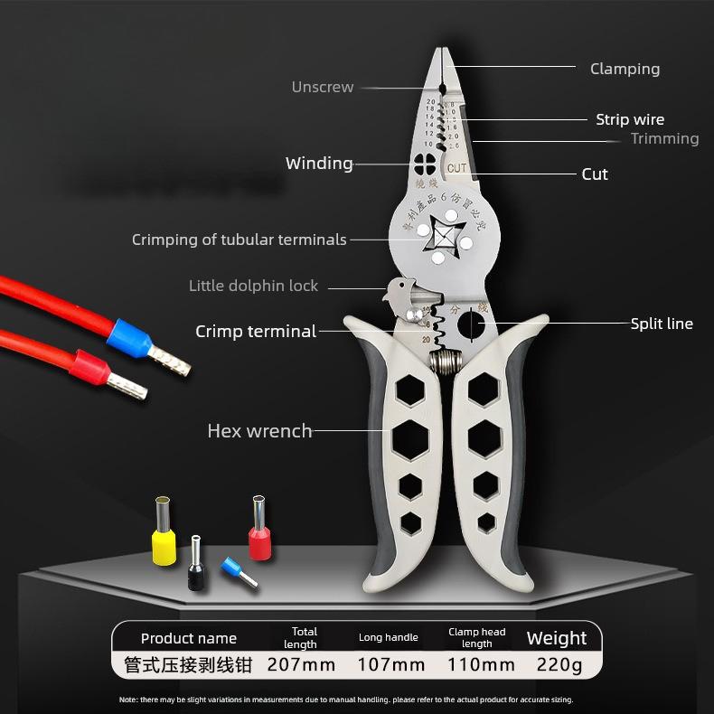 Multi-Functional Crimping Pliers with Wire Stripping Separation Winding Tool for Terminal Ferrule Electrical Wiring Maintenance серый
Multi-Functional Crimping Pliers with Wire Stripping Separation Winding Tool for Terminal Ferrule Electrical Wiring Maintenance серый