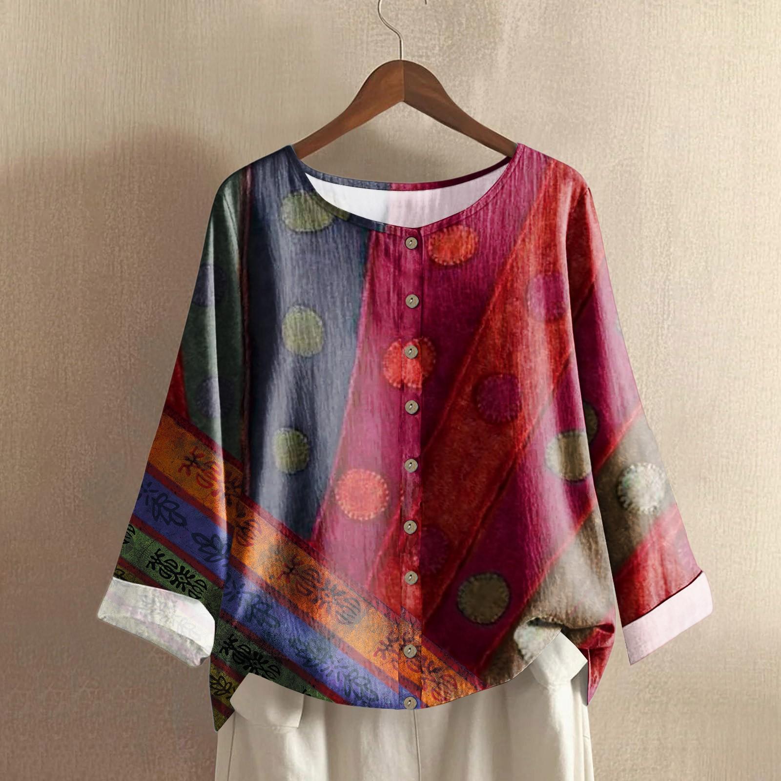 Women s Casual Long-sleeved Round Neck Retro Geometric Print Cotton And Linen Top XXL червоний
Women s Casual Long-sleeved Round Neck Retro Geometric Print Cotton And Linen Top XXL червоний