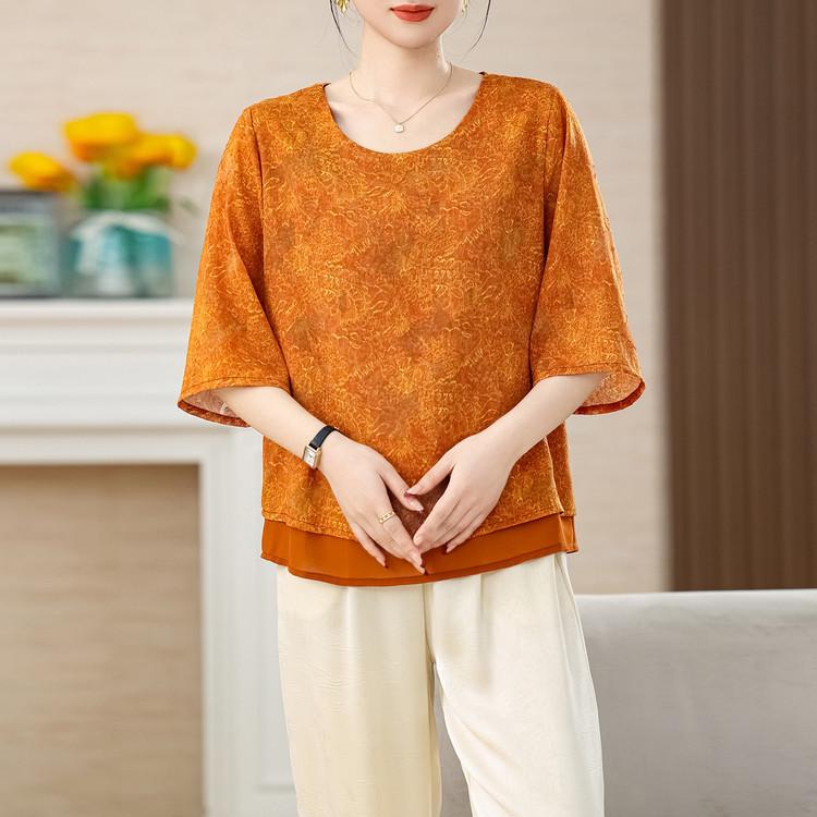 Women s Orange Patterned Short Sleeve Top with Wavy Hem - Stylish Summer Blouse for Middle-Aged and Elderly Moms 2XL оранжевый
Women s Orange Patterned Short Sleeve Top with Wavy Hem - Stylish Summer Blouse for Middle-Aged and Elderly Moms 2XL оранжевый