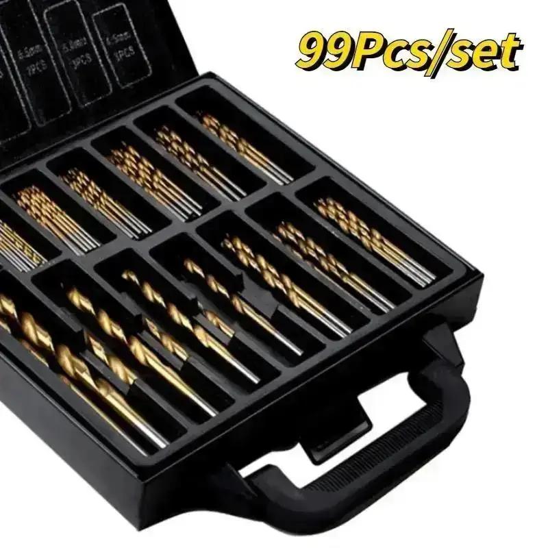 99 Pcs Titanium Coated Twist Drill Bit Set, 4241 HSS 135° Tip Metric Drill Bits Size From 1.5-10mm For Metalworking, Woodworking золотий
99 Pcs Titanium Coated Twist Drill Bit Set, 4241 HSS 135° Tip Metric Drill Bits Size From 1.5-10mm For Metalworking, Woodworking золотий