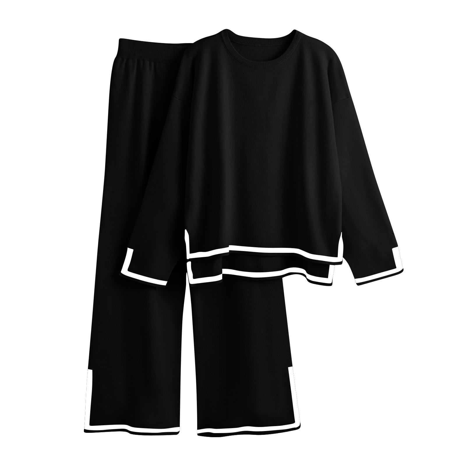 Жіночий модний домашній одяг, трикотажний светр із довгими рукавами, широкі брюки, повсякденний комплект M чорний
Жіночий модний домашній одяг, трикотажний светр із довгими рукавами, широкі брюки, повсякденний комплект M чорний