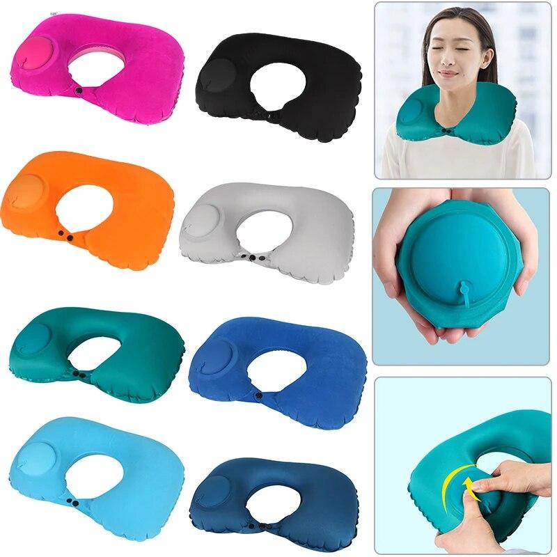 U-образная подушка для путешествий, пресс-тип, воздушная надувная портативная подушка для самолета, автомобиля, постельные принадлежности, подушка для поддержки шеи, автомобиля