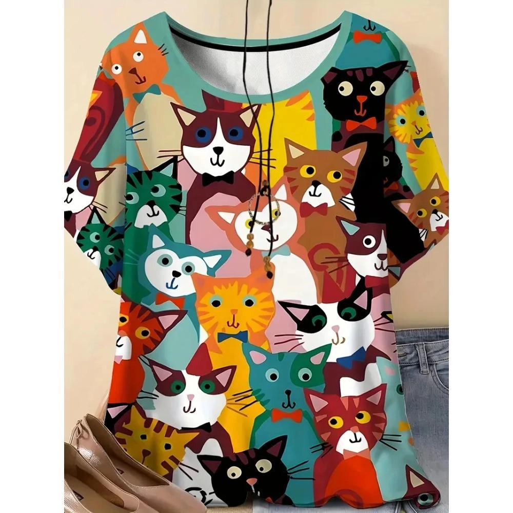Cat Pattern Women s T-Shirt Casual Fashion Comfortable Short Sleeve Tops Animal Printed OverSize Round Neck T-Shirt 6XL
Cat Pattern Women s T-Shirt Casual Fashion Comfortable Short Sleeve Tops Animal Printed OverSize Round Neck T-Shirt 6XL