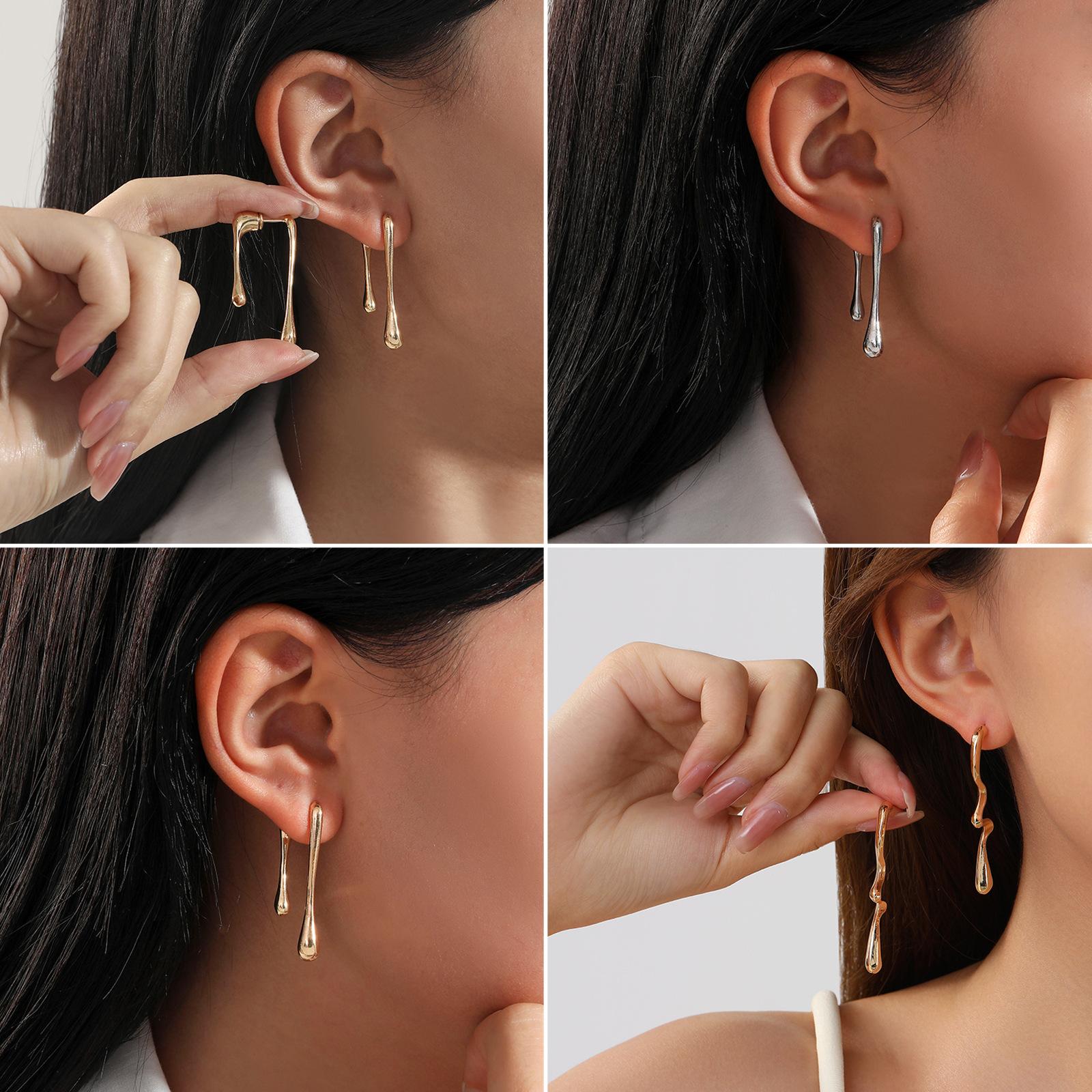 Simple irregular lines, water drop earrings, trinkets, fashionable and versatile new stud earrings for women
Simple irregular lines, water drop earrings, trinkets, fashionable and versatile new stud earrings for women